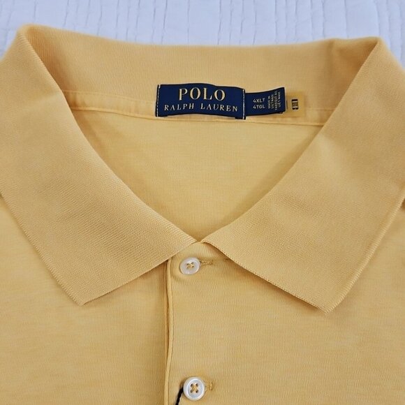 Polo Ralph Lauren 100% Cotton Polo Shirt Men's 4XLT Yellow NEW Flesh Pony NWT - Picture 7 of 16